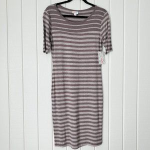 NEW LuLaRoe Julia Dress Small 4 6 Heather Grey Gray Striped Bodycon Fitted NWT